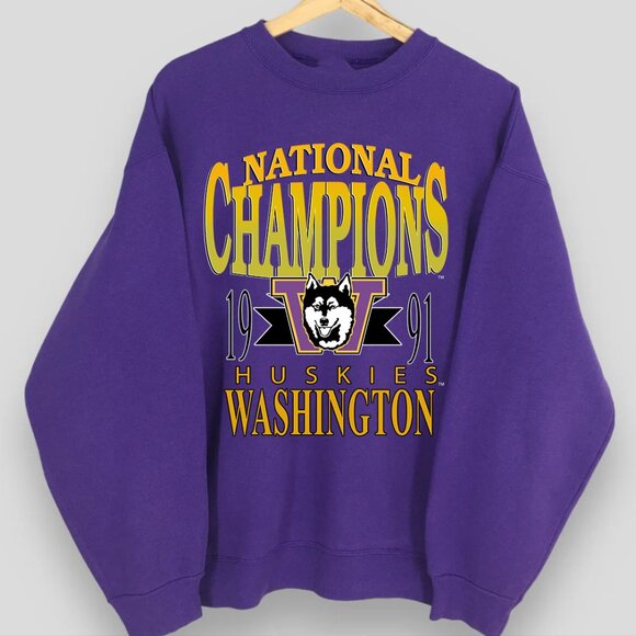 University of Washington Huskies 1991 National Champions Football Sweatshirt - Picture 2 of 2